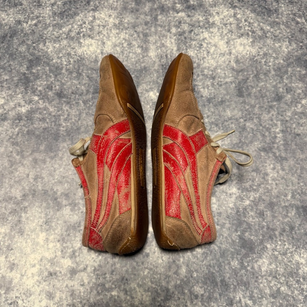 Kowalski Tan Suede Red Stripe Low Top Sneakers Made in Spain EU 38 - Picture 2 of 8